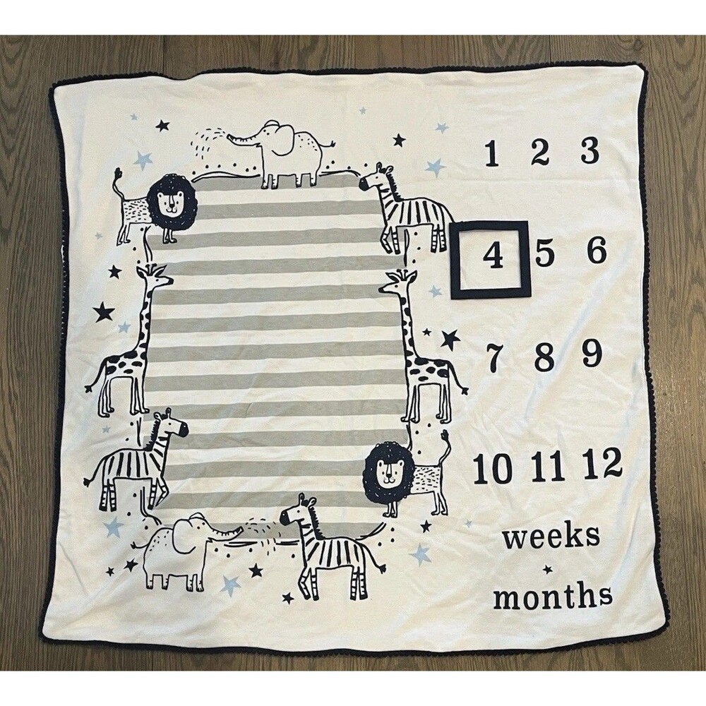 Baby Essentials Safari Baby Milestone Blanket Monthly & Weekly Photo Prop